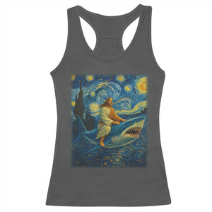 Jesus Shark Stary Night Racerback Tank Top Artist Van Gogh Christian TS14 Dark Heather Print Your Wear