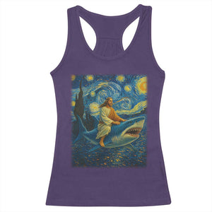 Jesus Shark Stary Night Racerback Tank Top Artist Van Gogh Christian TS14 Purple Print Your Wear