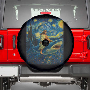 Jesus Shark Stary Night Spare Tire Cover Artist Van Gogh Christian TS14 Black Print Your Wear