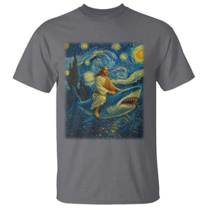 Jesus Shark Stary Night T Shirt Artist Van Gogh Christian TS14 Charcoal Print Your Wear