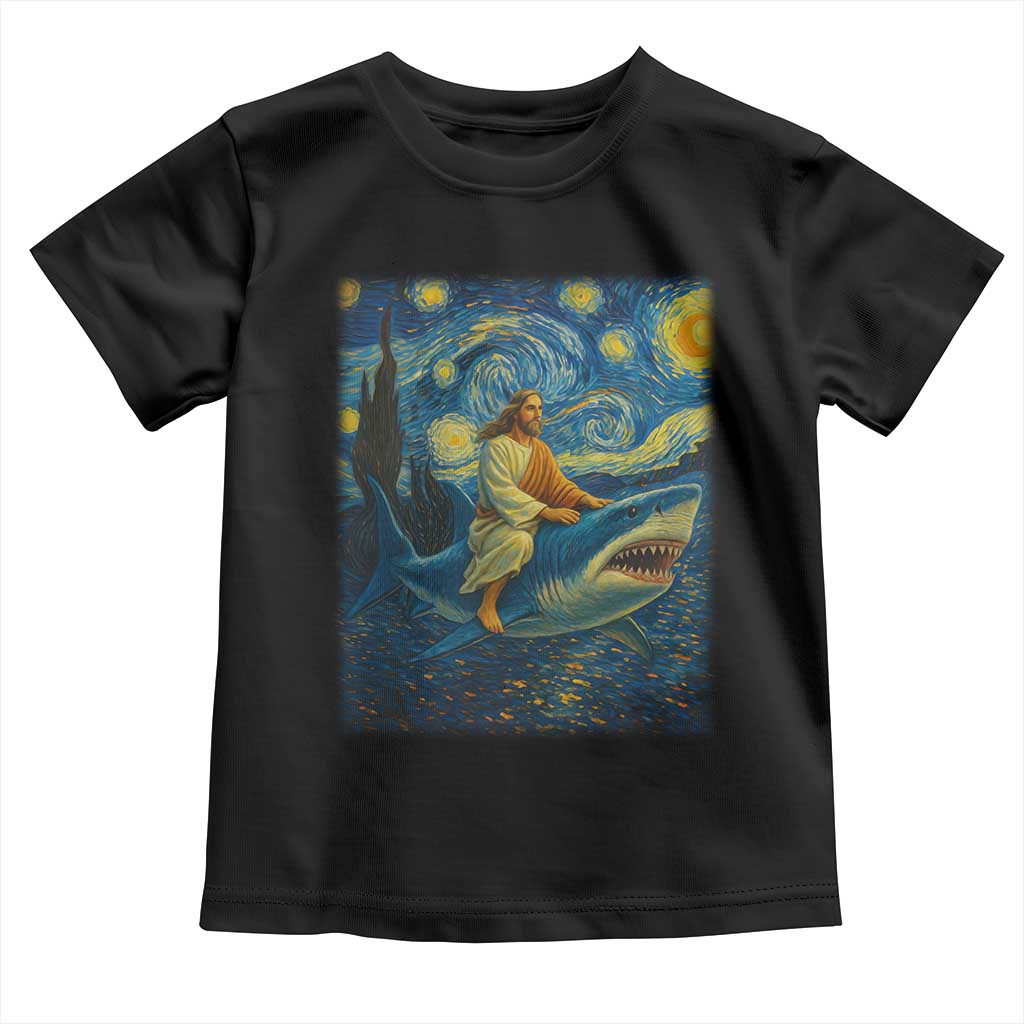 Jesus Shark Stary Night Toddler T Shirt Artist Van Gogh Christian TS14 Black Print Your Wear