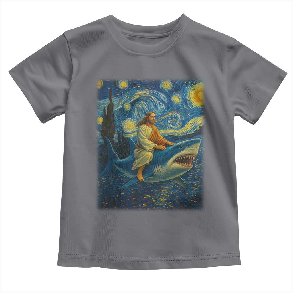 Jesus Shark Stary Night Toddler T Shirt Artist Van Gogh Christian TS14 Charcoal Print Your Wear