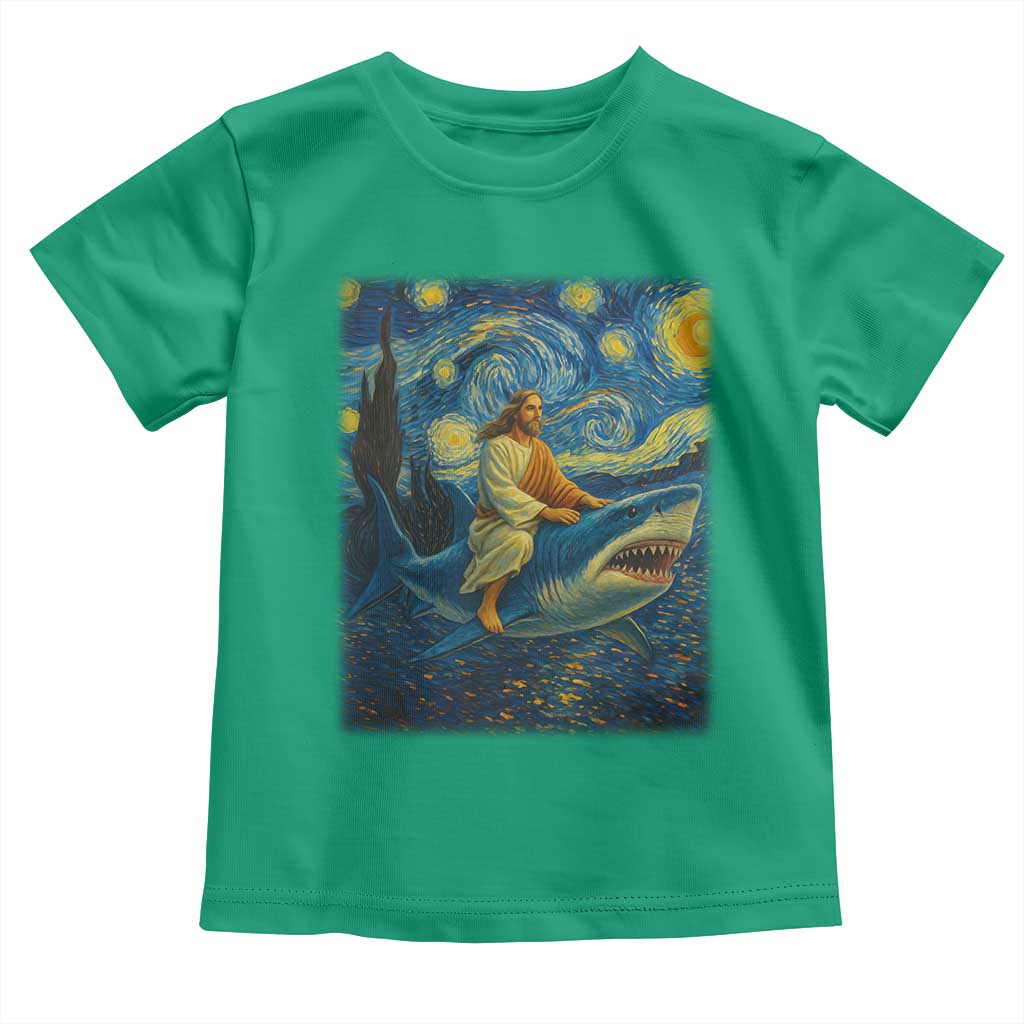 Jesus Shark Stary Night Toddler T Shirt Artist Van Gogh Christian TS14 Irish Green Print Your Wear