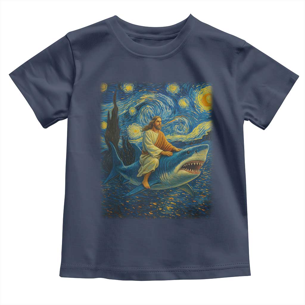 Jesus Shark Stary Night Toddler T Shirt Artist Van Gogh Christian TS14 Navy Print Your Wear