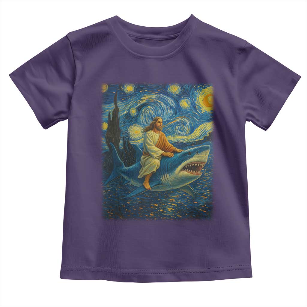 Jesus Shark Stary Night Toddler T Shirt Artist Van Gogh Christian TS14 Purple Print Your Wear