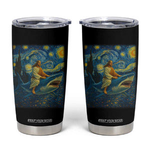 Jesus Shark Stary Night Tumbler Cup Artist Van Gogh Christian TS14 White Print Your Wear