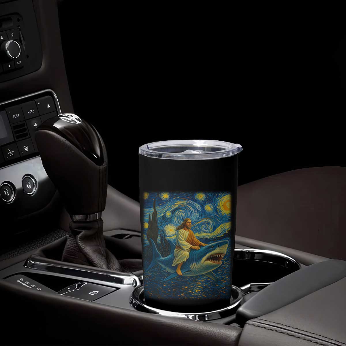 Jesus Shark Stary Night Tumbler Cup Artist Van Gogh Christian TS14 Print Your Wear
