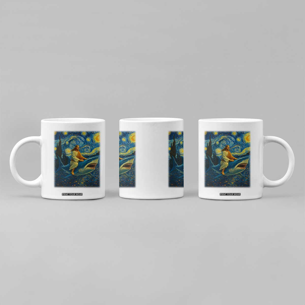 Jesus Shark Stary Night Coffee Mug Artist Van Gogh Christian TS14 Print Your Wear