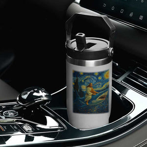Jesus Shark Stary Night Flip Straw Tumbler Artist Van Gogh Christian TS14 Print Your Wear