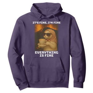 Funny Cat Meme Hoodie It Is Fine I Am Fine Every Thing Is Fine TS14 Purple Print Your Wear