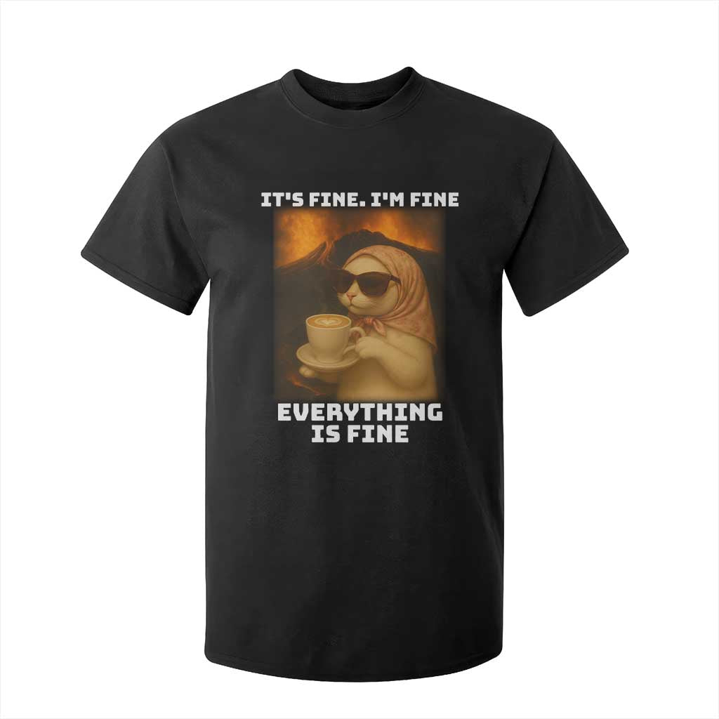 Funny Cat Meme T Shirt For Kid It Is Fine I Am Fine Every Thing Is Fine TS14 Black Print Your Wear
