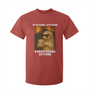 Funny Cat Meme T Shirt For Kid It Is Fine I Am Fine Every Thing Is Fine TS14 Red Print Your Wear
