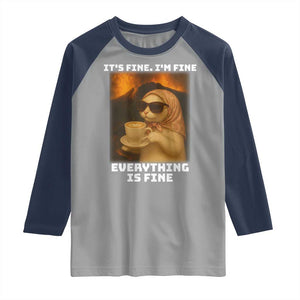 Funny Cat Meme Raglan Shirt It Is Fine I Am Fine Every Thing Is Fine TS14 Sport Gray Navy Print Your Wear