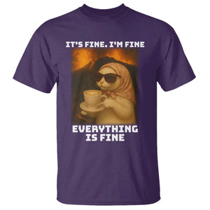 Funny Cat Meme T Shirt It Is Fine I Am Fine Every Thing Is Fine TS14 Purple Print Your Wear