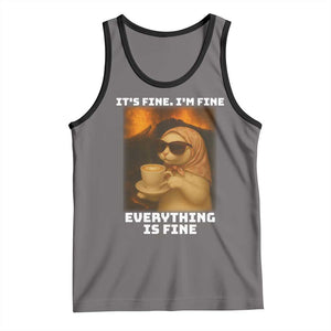 Funny Cat Meme Tank Top It Is Fine I Am Fine Every Thing Is Fine TS14 Deep Heather Black Print Your Wear