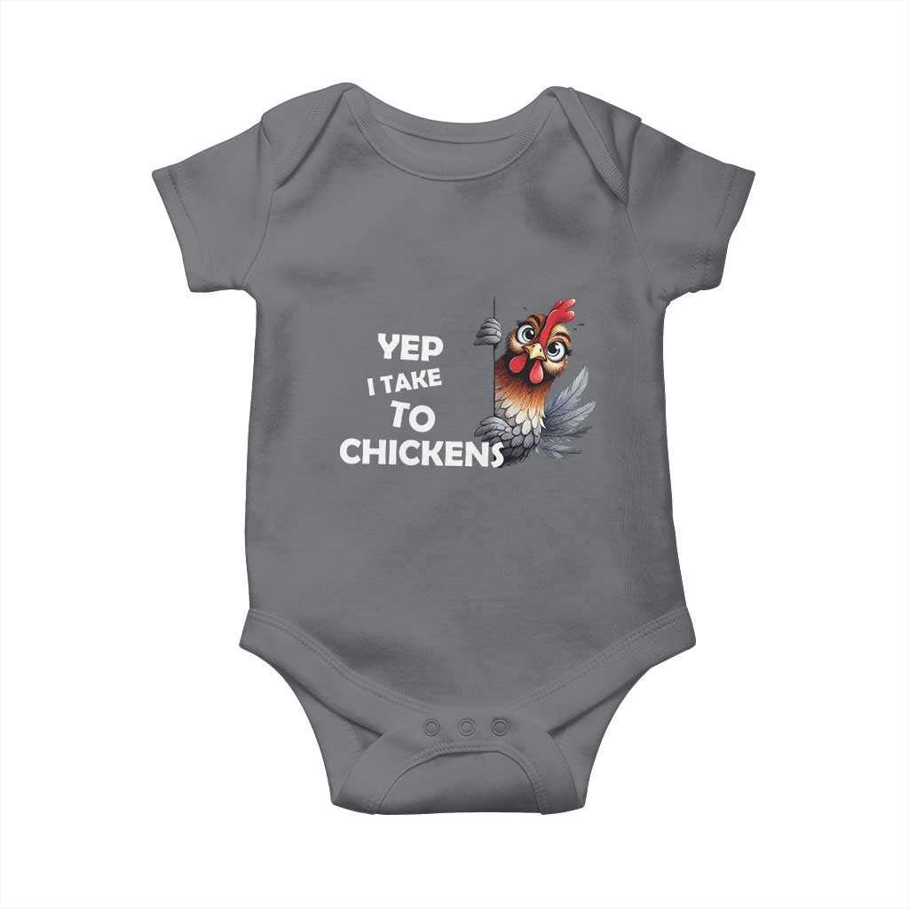 Funny Cute Chicken Baby Onesie Yep I Talk To Chickens Farm Animal Lover TS14 Charcoal Print Your Wear