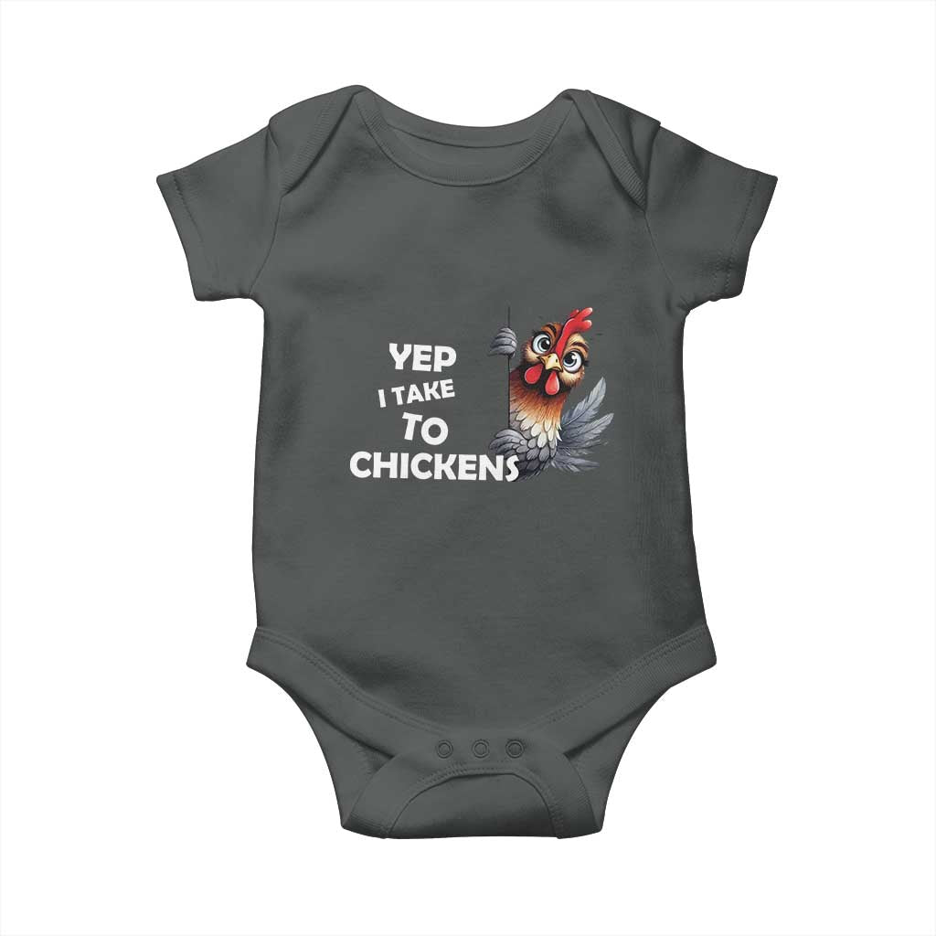Funny Cute Chicken Baby Onesie Yep I Talk To Chickens Farm Animal Lover TS14 Dark Heather Print Your Wear