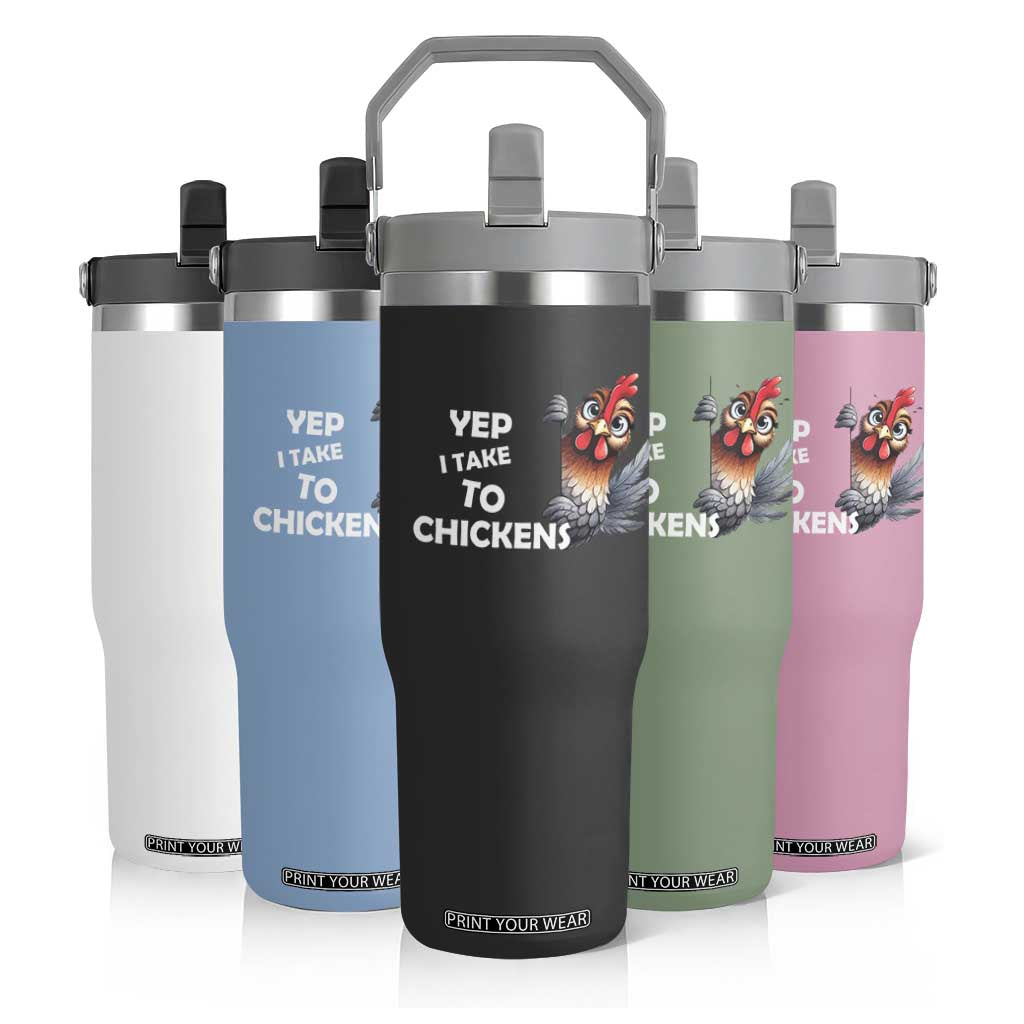 Funny Cute Chicken Flip Straw Tumbler Yep I Talk To Chickens Farm Animal Lover TS14 Print Your Wear