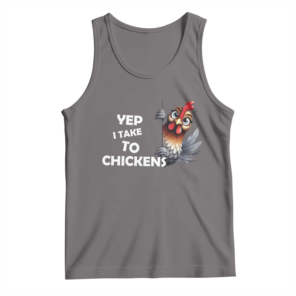 Funny Cute Chicken Tank Top Yep I Talk To Chickens Farm Animal Lover TS14 Deep Heather Print Your Wear