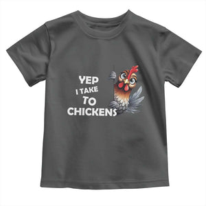 Funny Cute Chicken Toddler T Shirt Yep I Talk To Chickens Farm Animal Lover TS14 Dark Heather Print Your Wear