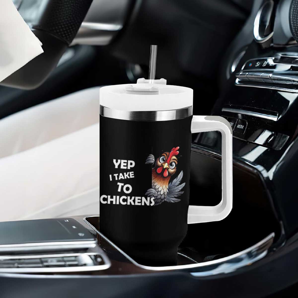 Funny Cute Chicken Tumbler With Handle Yep I Talk To Chickens Farm Animal Lover TS14 Print Your Wear