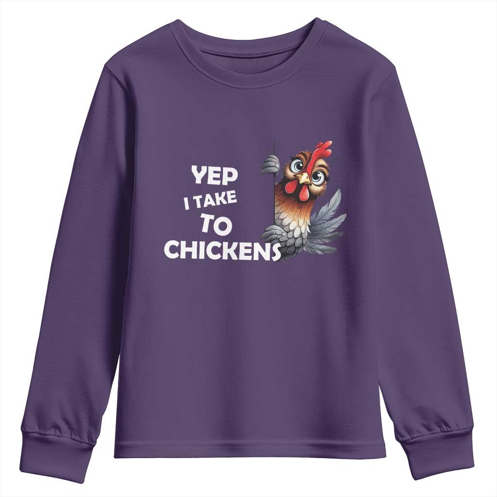 Funny Cute Chicken Youth Sweatshirt Yep I Talk To Chickens Farm Animal Lover TS14 Purple Print Your Wear