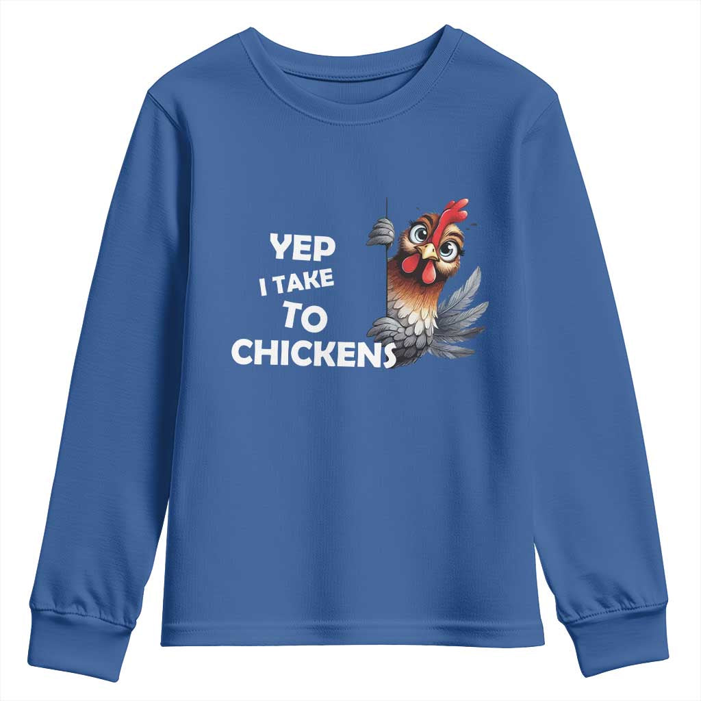 Funny Cute Chicken Youth Sweatshirt Yep I Talk To Chickens Farm Animal Lover TS14 Royal Blue Print Your Wear