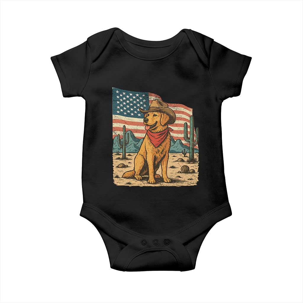 Patriotic Cowboy Dog Baby Onesie American Flag Western Country TS14 Black Print Your Wear