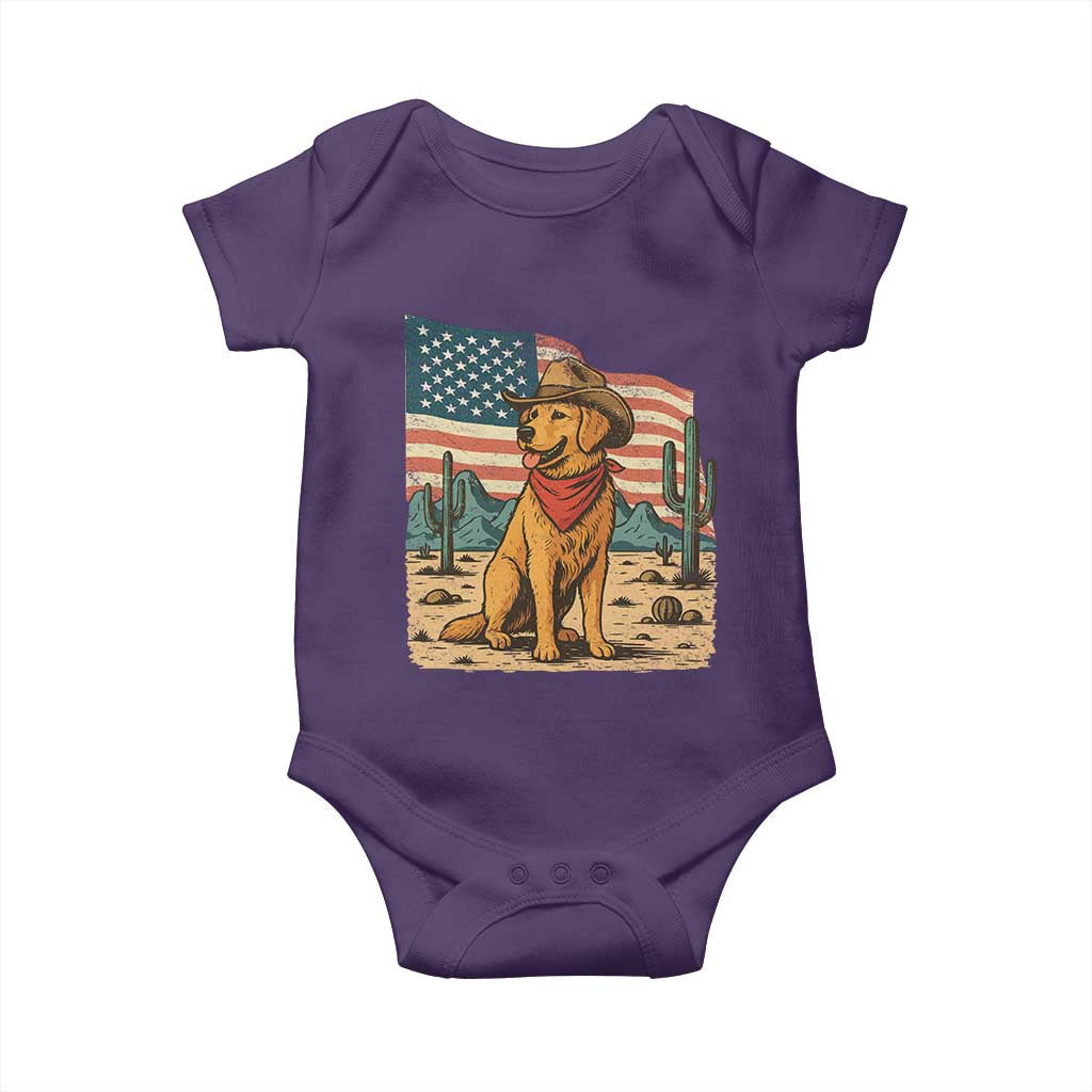Patriotic Cowboy Dog Baby Onesie American Flag Western Country TS14 Purple Print Your Wear