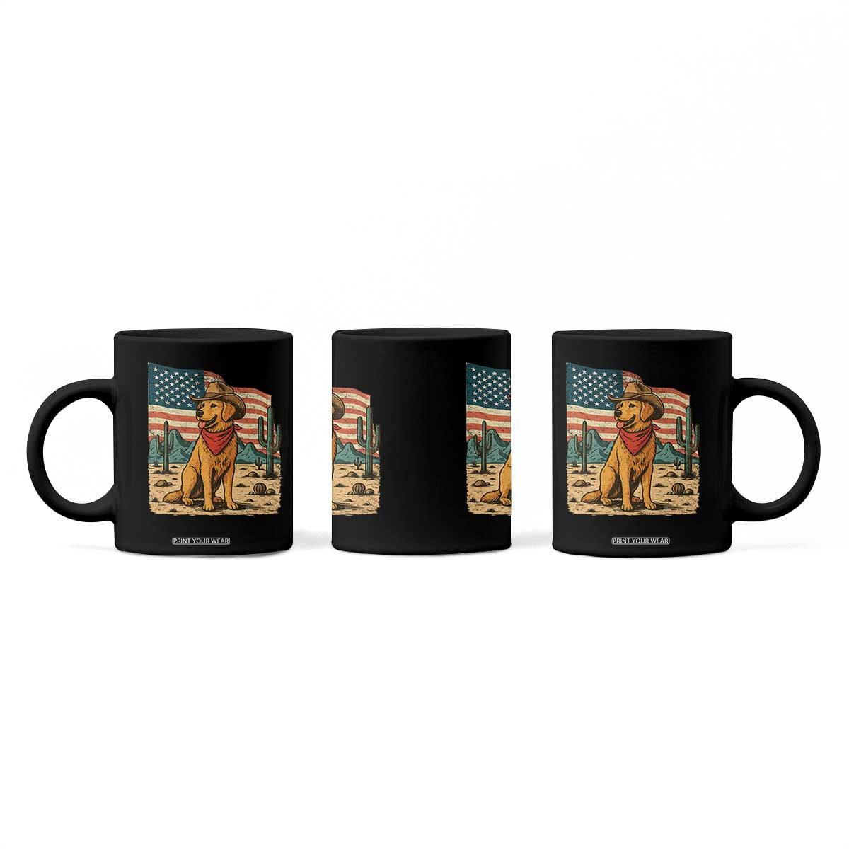 Patriotic Cowboy Dog Coffee Mug American Flag Western Country TS14 Print Your Wear