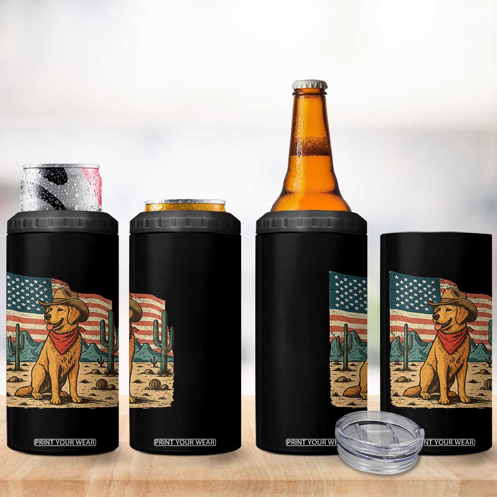 Patriotic Cowboy Dog 4 in 1 Can Cooler Tumbler American Flag Western Country TS14 Print Your Wear
