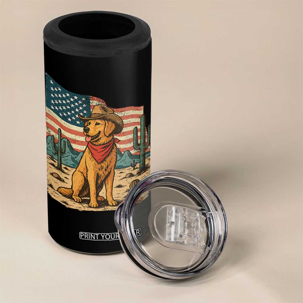Patriotic Cowboy Dog 4 in 1 Can Cooler Tumbler American Flag Western Country TS14 Print Your Wear