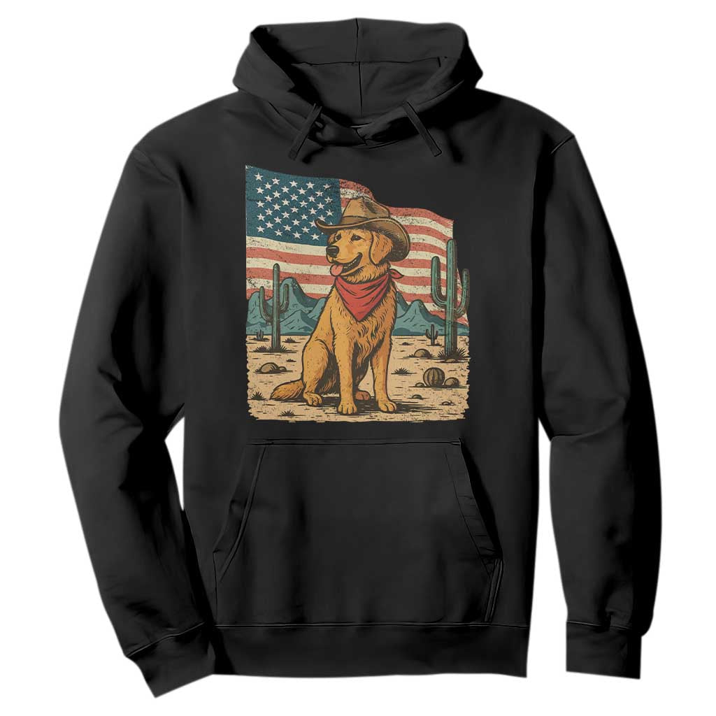 Patriotic Cowboy Dog Hoodie American Flag Western Country TS14 Black Print Your Wear