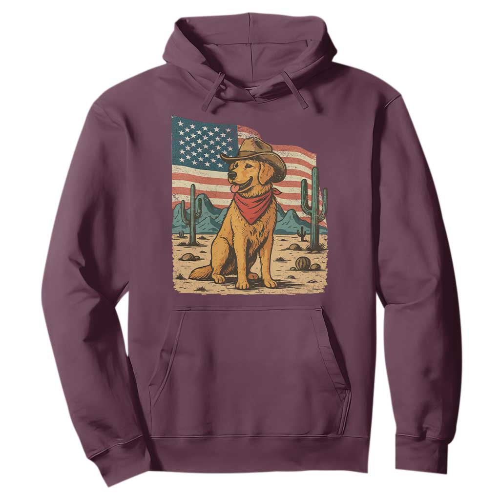 Patriotic Cowboy Dog Hoodie American Flag Western Country TS14 Maroon Print Your Wear