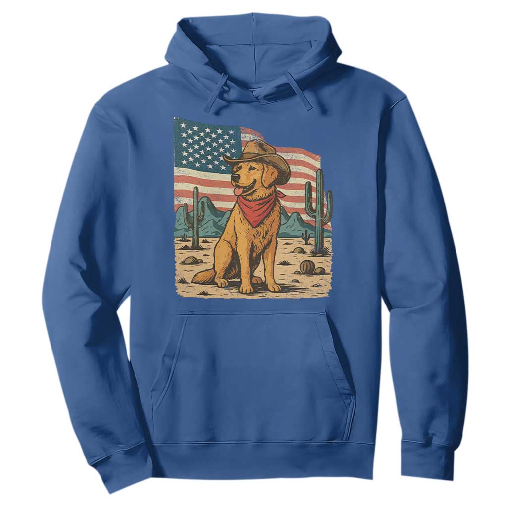 Patriotic Cowboy Dog Hoodie American Flag Western Country TS14 Royal Blue Print Your Wear
