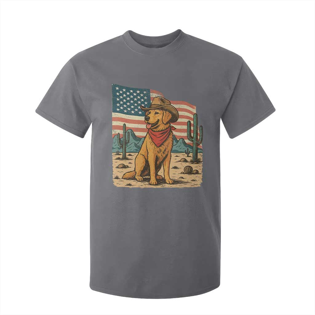 Patriotic Cowboy Dog T Shirt For Kid American Flag Western Country TS14 Charcoal Print Your Wear