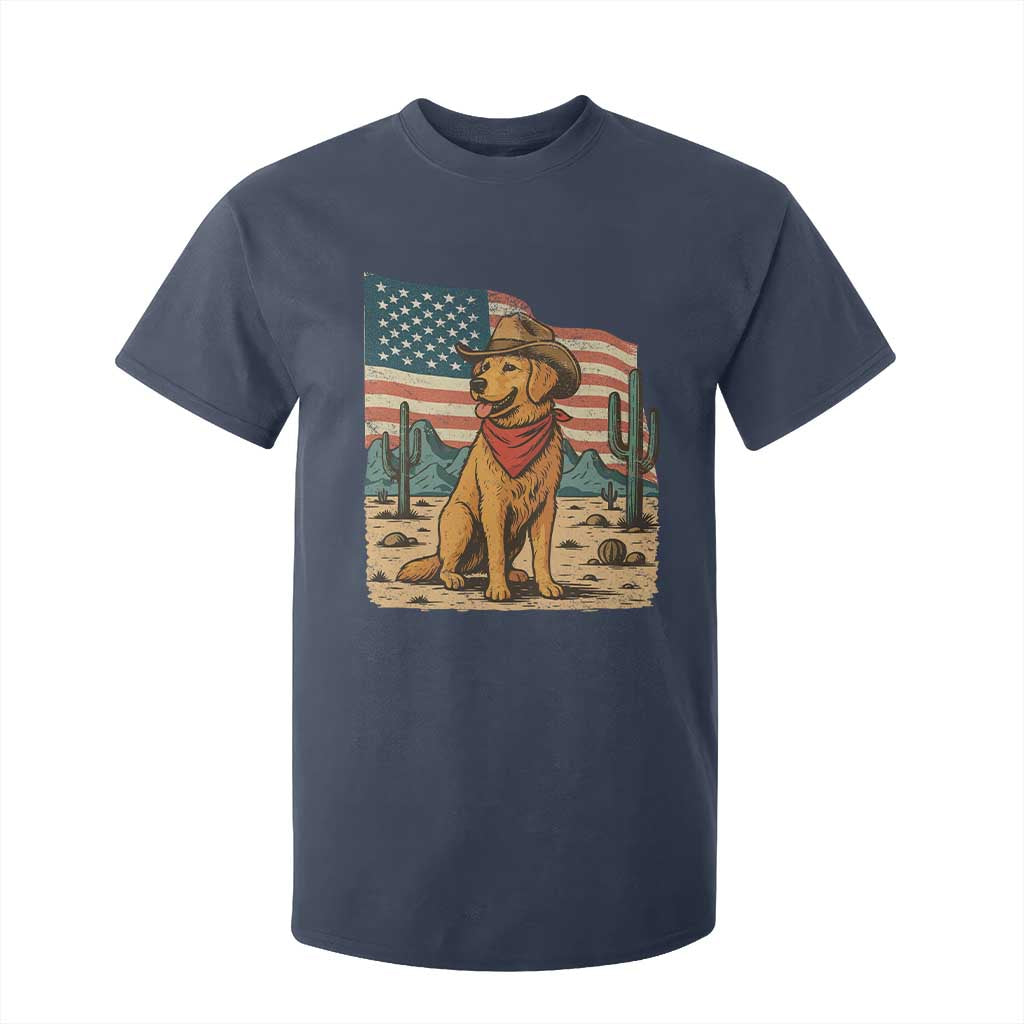 Patriotic Cowboy Dog T Shirt For Kid American Flag Western Country TS14 Navy Print Your Wear
