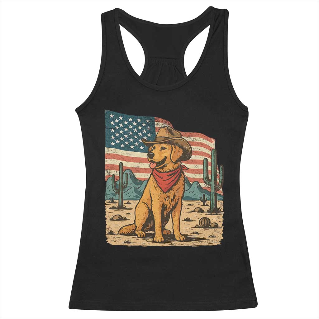 Patriotic Cowboy Dog Racerback Tank Top American Flag Western Country TS14 Black Print Your Wear
