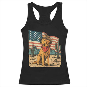 Patriotic Cowboy Dog Racerback Tank Top American Flag Western Country TS14 Black Print Your Wear