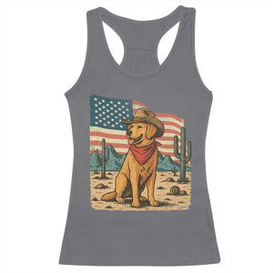 Patriotic Cowboy Dog Racerback Tank Top American Flag Western Country TS14 Charcoal Print Your Wear