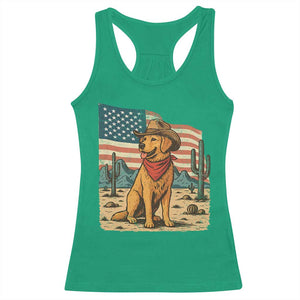 Patriotic Cowboy Dog Racerback Tank Top American Flag Western Country TS14 Irish Green Print Your Wear