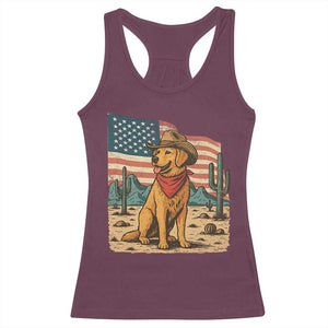 Patriotic Cowboy Dog Racerback Tank Top American Flag Western Country TS14 Maroon Print Your Wear