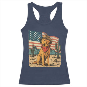 Patriotic Cowboy Dog Racerback Tank Top American Flag Western Country TS14 Navy Print Your Wear