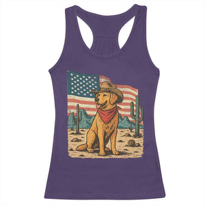 Patriotic Cowboy Dog Racerback Tank Top American Flag Western Country TS14 Purple Print Your Wear
