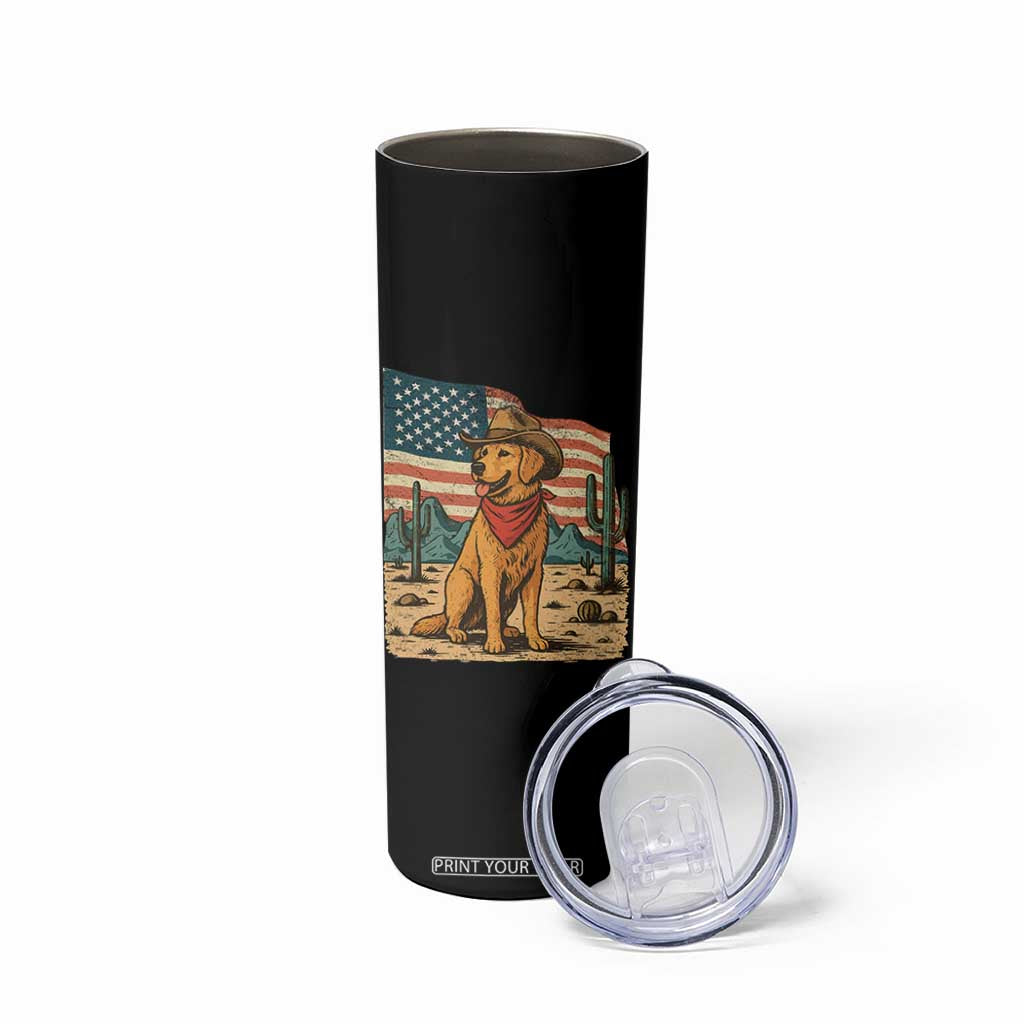 Patriotic Cowboy Dog Skinny Tumbler American Flag Western Country TS14 Print Your Wear