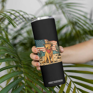 Patriotic Cowboy Dog Skinny Tumbler American Flag Western Country TS14 Print Your Wear