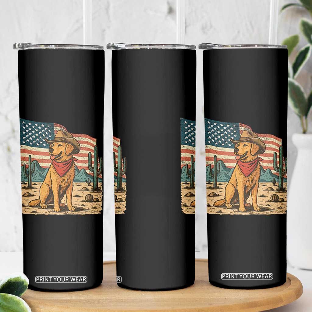 Patriotic Cowboy Dog Skinny Tumbler American Flag Western Country TS14 Print Your Wear