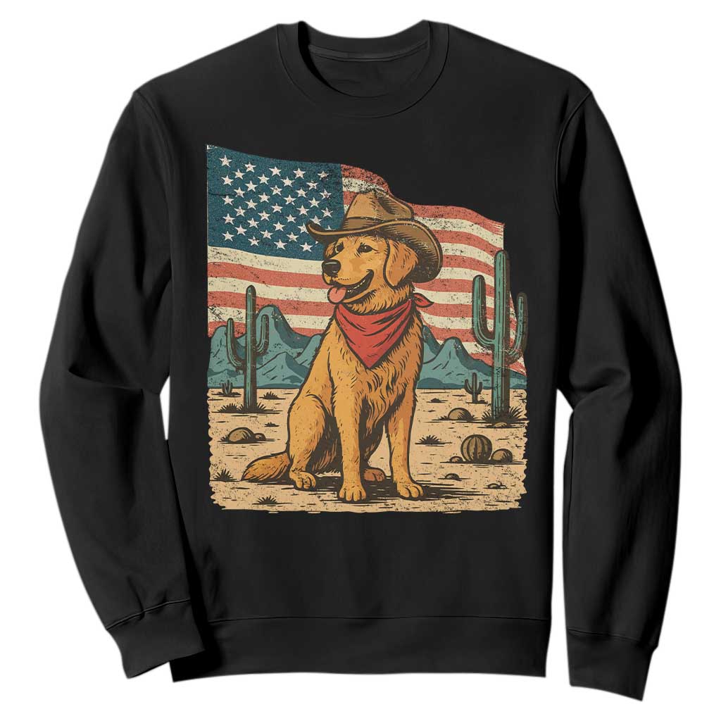 Patriotic Cowboy Dog Sweatshirt American Flag Western Country TS14 Black Print Your Wear