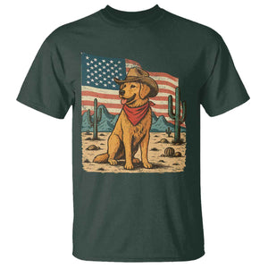 Patriotic Cowboy Dog T Shirt American Flag Western Country TS14 Dark Forest Green Print Your Wear