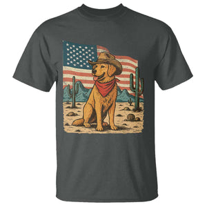 Patriotic Cowboy Dog T Shirt American Flag Western Country TS14 Dark Heather Print Your Wear